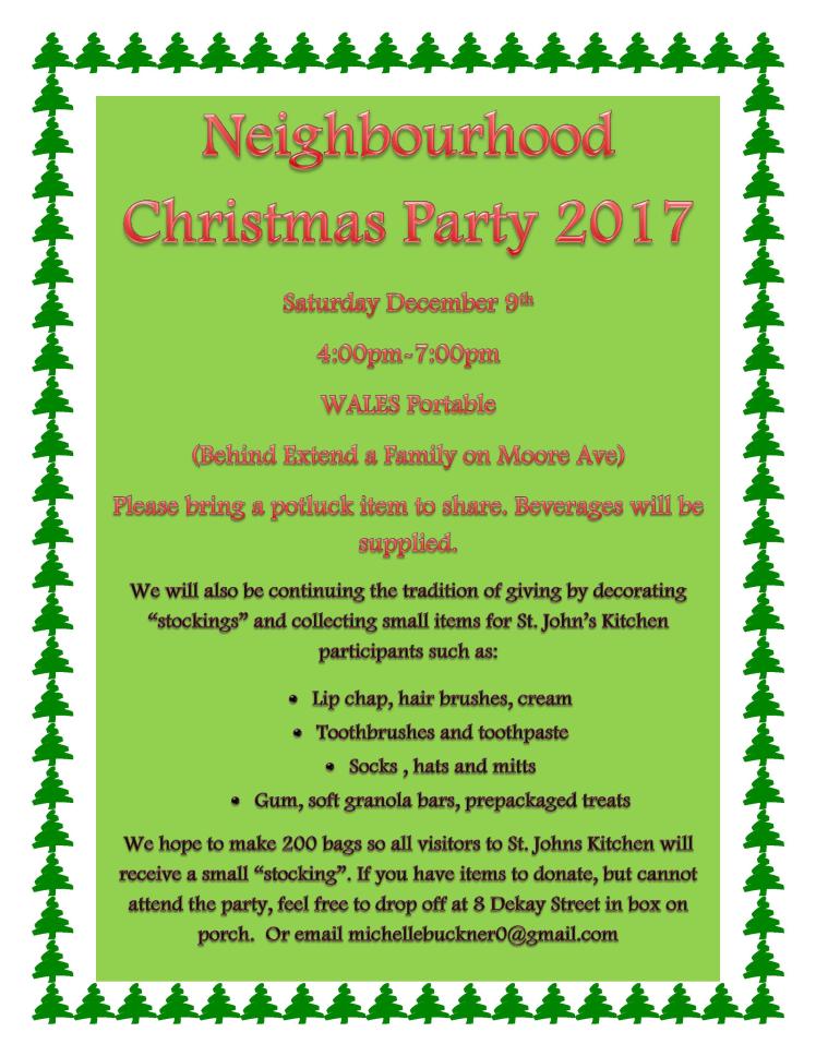 poster for midtown KW neighbourhood Christmas party