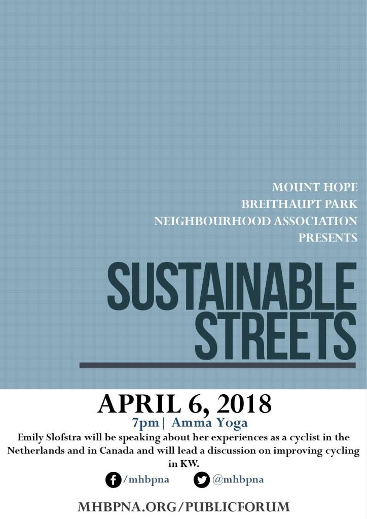 Event poster for Sustainable Streets Talk with Emily Slofstra