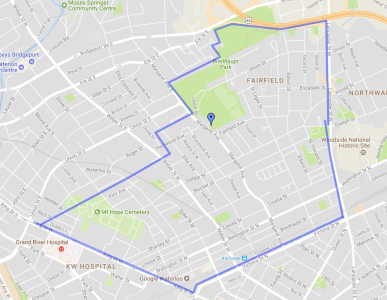 Mount Hope Breithaupt Park Neighbourhood Association Borders in Kitchener