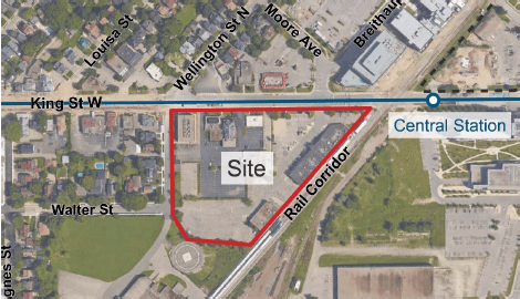Aerial map outlining geographic boundaries of proposed Sixo Midtown development