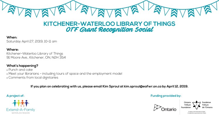 Event invitation for KW Library of Things to celebrate Supported Employment
